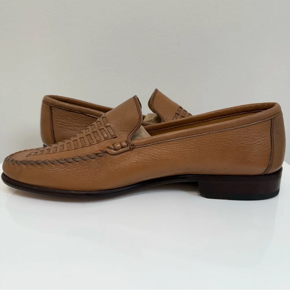 Bostonian Men's Tan Soft Leather Woven Leather Loafer Men's Size 12 M Career